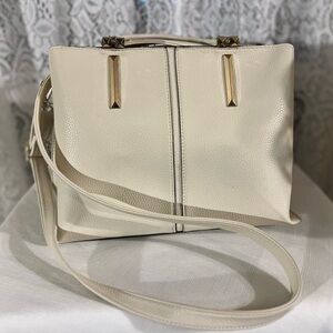 Aldo Cream Crossbody Bag with Gold Accents
